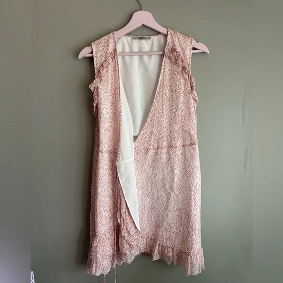 All Saints Floral Wrap Dress with Ruffle Sleeves - Picture 10 of 10